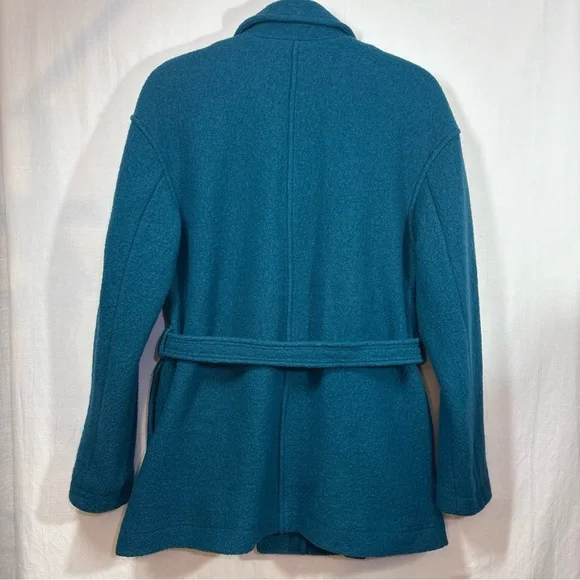 J. Crew Teal Belted Pea Coat Boiled Wool Jacket - Picture 9 of 15